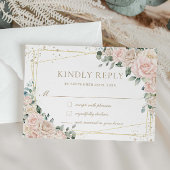 Eleganter Champagner Ivory Blush Rose Blumenzehen RSVP Karte