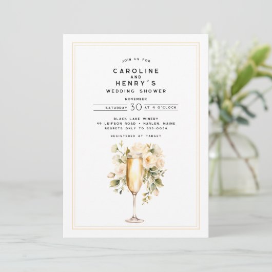 Eleganter Champagner-Polterabend Einladung (Stehend Vorderseite)