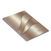 Eleganter Champagner Shimmer Waves Muster mit Name Notizblock (Rechte Seite)