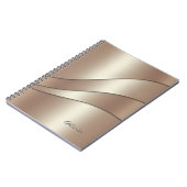 Eleganter Champagner Shimmer Waves Muster mit Name Notizblock (Linke Seite)