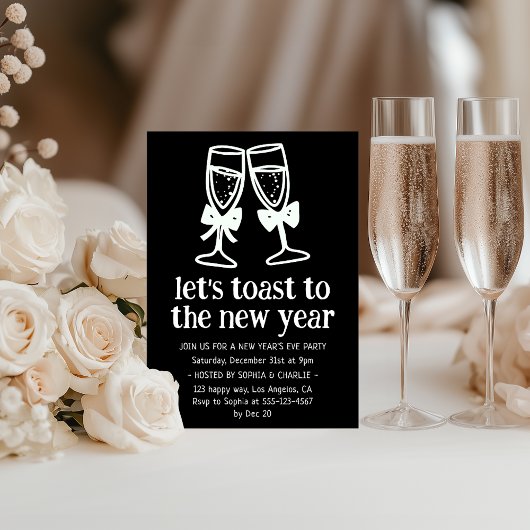 Eleganter Champagner-Toast Silvesterparty Einladung
