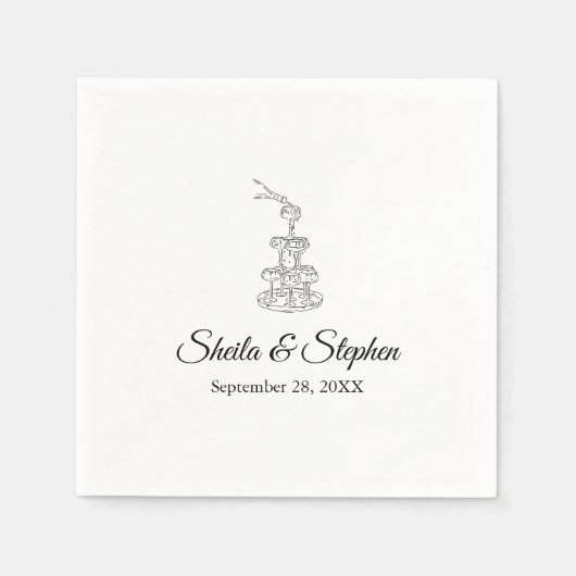 Eleganter Champagner Tower Custom Wedding Cocktail Serviette (Vorderseite)