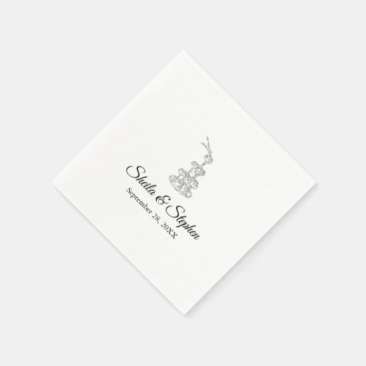 Eleganter Champagner Tower Custom Wedding Cocktail Serviette (Ecke)