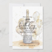 Eleganter Champagner und Balloons Geburtstag Einladung (Vorderseite)