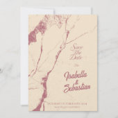 Eleganter Champagner und Rose - Marmor Save the Da Einladung (Vorderseite)