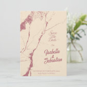 Eleganter Champagner und Rose - Marmor Save the Da Einladung (Stehend Vorderseite)