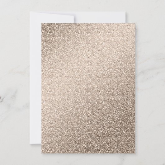 Eleganter Champagner Weißer Marmor & Glitzer Hochz Einladung (Rückseite)