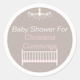 Eleganter Chandelier Baby Dusche Rundaufkleber Ros Runder Aufkleber
