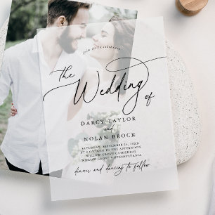 Eleganter Charm Black Simple Boho Moderne Hochzeit Pergament Einladungen