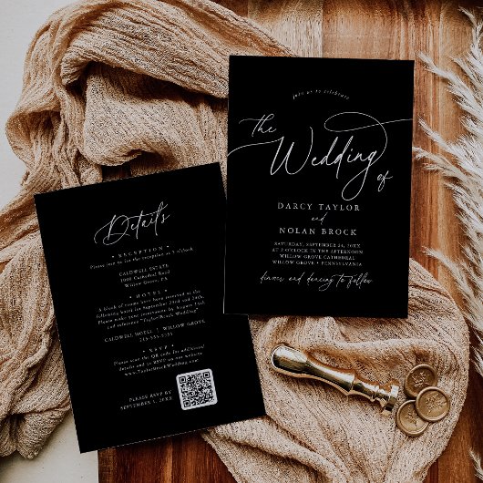 Eleganter Charm Black Wedding Einladungen mit UAWG