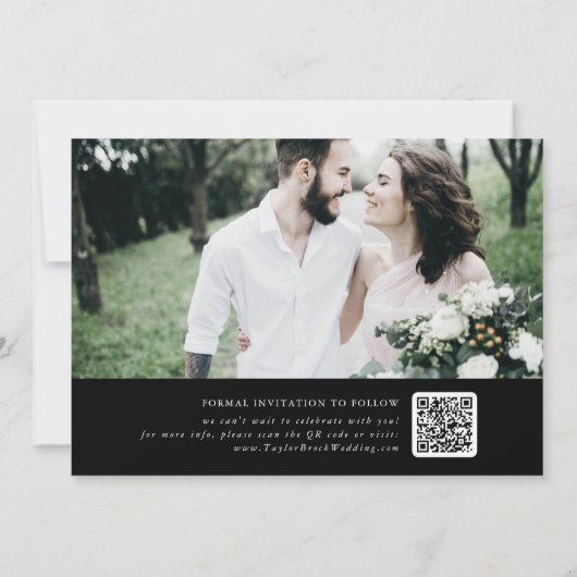 Eleganter Charm Dunkle Schwarze Hochzeit speichern Save The Date (Rückseite)