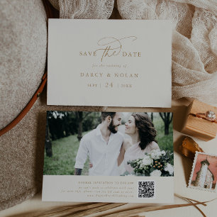 Eleganter Charm Elfenbein und Gold-Hochzeit retten Save The Date