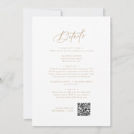 Eleganter Charm Goldene Hochzeit Einladungen mit U (Rückseite)