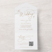 Eleganter Charm QR Code Gold Wedding All In One Einladung (Innen Boden)