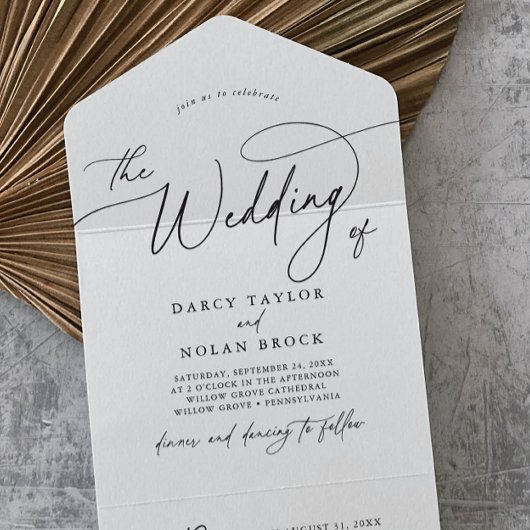 Eleganter Charm QR in einer Einladung zur Hochzeit