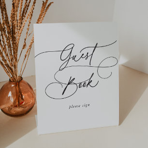 Eleganter Charm Schwarz-weiße Wedding Guest Book S Sockelschild