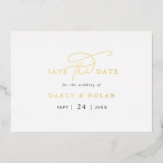 Eleganter Charm Schwarz-weißer Goldschmied Save th Folieneinladung (Vorderseite)