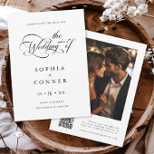 Eleganter Charm Script Wedding Foto QR Code Save The Date