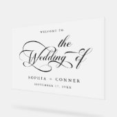 Eleganter Charm Script Wedding Willkommen Acrylschild (Winkel)
