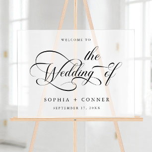 Eleganter Charm Script Wedding Willkommen Acrylschild