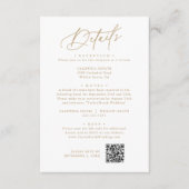 Eleganter Charm White and Gold Wedding Details Car Begleitkarte (Vorderseite)