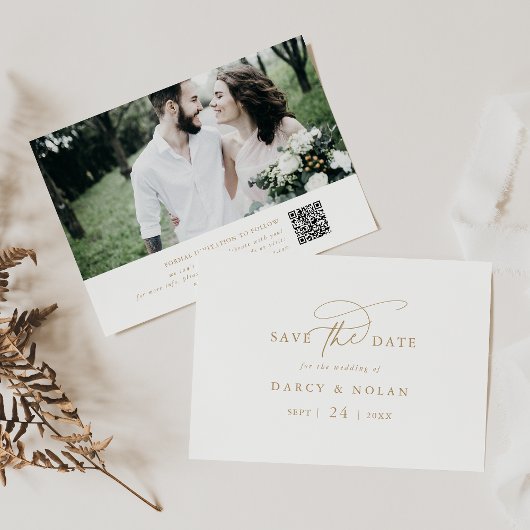 Eleganter Charm White und Gold Hochzeit retten das Save The Date