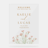 Eleganter Charm Wild Blume Wedding Willkommen Acrylschild (Vorderseite)
