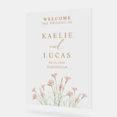 Eleganter Charm Wild Blume Wedding Willkommen Acrylschild (Winkel)