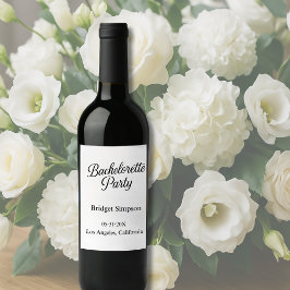 Eleganter Charm Zeitloser Junggeselinnen-Abschied Weinetikett