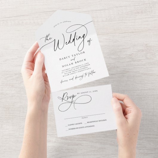 Eleganter Charme in einer Hochzeitsfeier UAWG All In One Einladung (Abreißen)