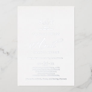 Eleganter Charme Monogramm Goldfolie Hochzeit  Folieneinladung
