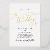 Eleganter Charme Schwarz-weißer Goldschmied Folieneinladung (Vorderseite)