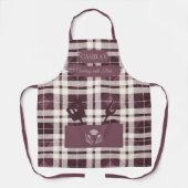 Eleganter Checkered Kariert in Burgundy Kochtools Schürze (Vorderseite)