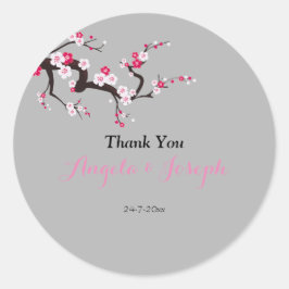 Eleganter Cherry Blossom Rosa Rundaufkleber Runder Aufkleber
