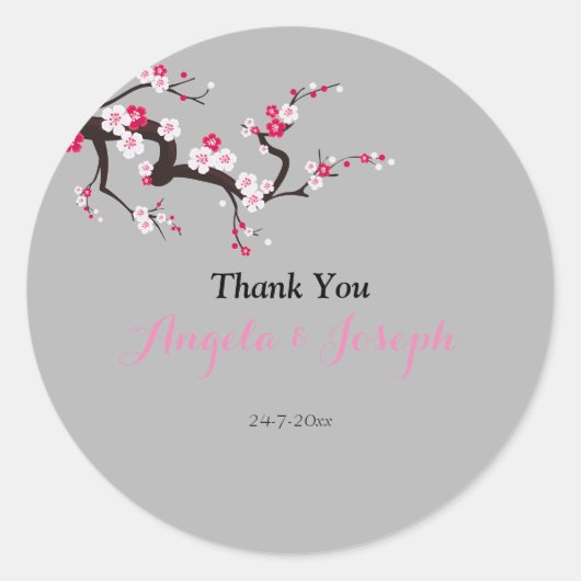 Eleganter Cherry Blossom Rosa Rundaufkleber Runder Aufkleber (Vorderseite)