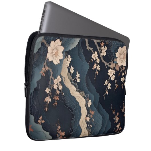 Eleganter Cherry Blossom und Abstrakter Tisch in d Laptopschutzhülle (Vorne Rechts)