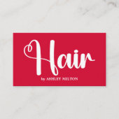 Eleganter Cherry Red White Bold Friseur Salon Visitenkarte (Vorderseite)