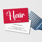 Eleganter Cherry Red White Bold Friseur Salon Visitenkarte