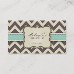 Eleganter Chevron Modern Braun, Grün und Beige Visitenkarte