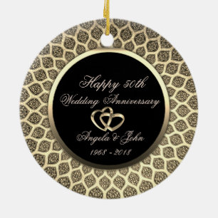 Eleganter Chic 50. Hochzeitstag Keramik Ornament