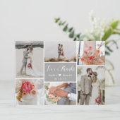Eleganter Chic 6 Foto Collage Gray Wedding Dankeskarte (Stehend Vorderseite)
