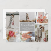 Eleganter Chic 6 Foto Collage Gray Wedding Dankeskarte (Vorne/Hinten)