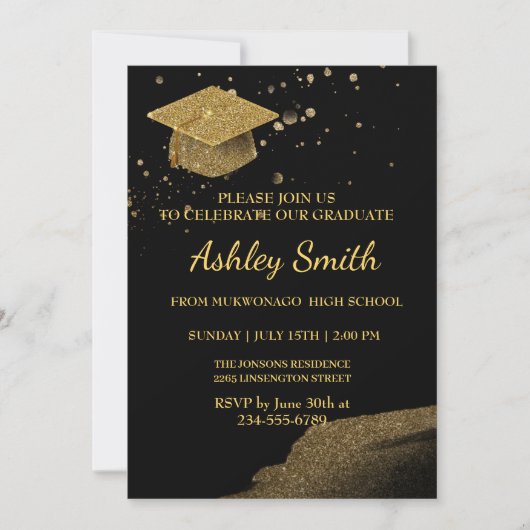 Eleganter Chic Abschluss Einladung (Vorderseite)