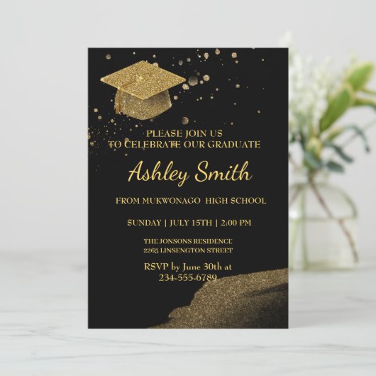 Eleganter Chic Abschluss Einladung (Stehend Vorderseite)