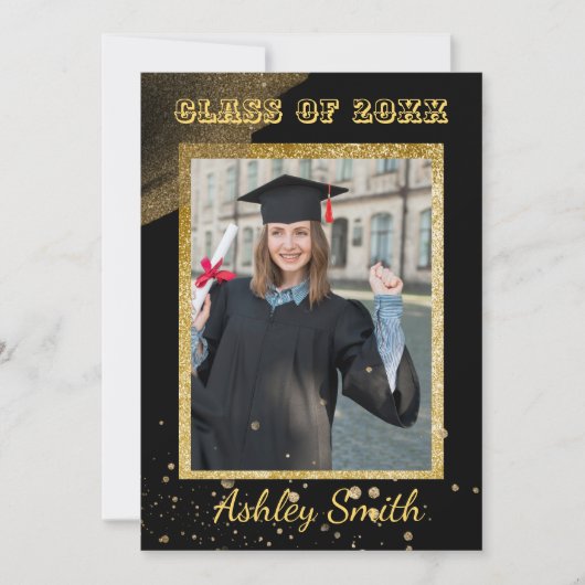 Eleganter Chic Abschluss Einladung (Vorderseite)