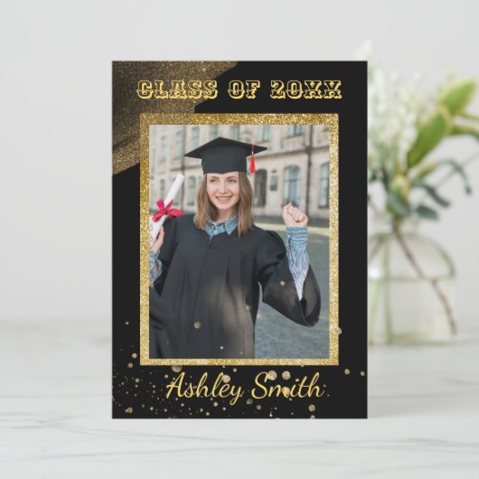 Eleganter Chic Abschluss Einladung (Stehend Vorderseite)