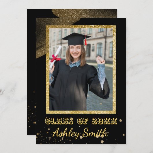 Eleganter Chic Abschluss Einladung (Vorne/Hinten)