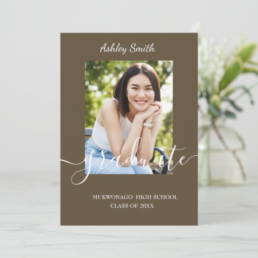 Eleganter Chic Abschluss Einladung (Stehend Vorderseite)