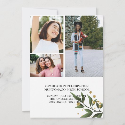 Eleganter Chic Abschluss Einladung (Rückseite)