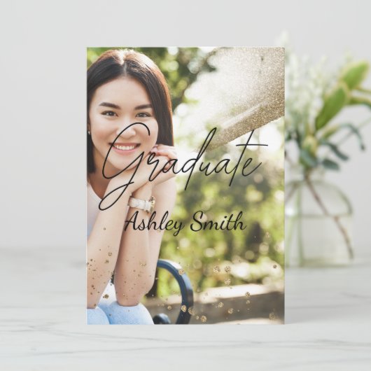 Eleganter Chic Abschluss Einladung (Stehend Vorderseite)